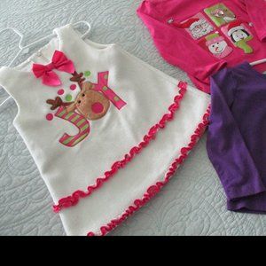 Girls Size 2T/24 Months holiday dress and two shirts